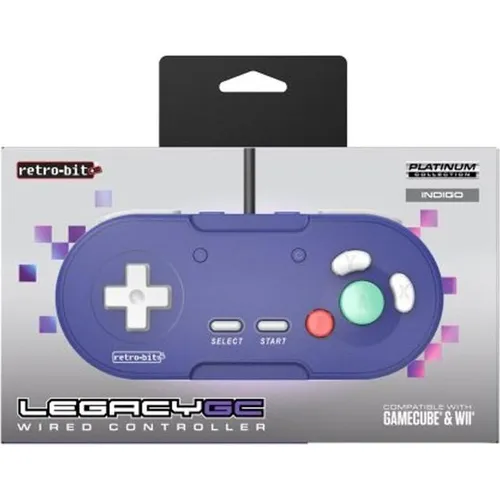 Retro-Bit Legacy GC Wired Controller - for Gamecube & Wii - Indigo