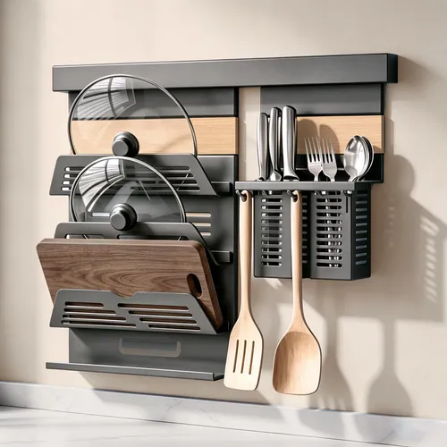 doporro Küchenregal Küchenorganizer-set Multifunktional aus Metall, Wandmontage 52/82cm - Schluss mit Chaos in der Küche! Dieses praktische Wandregal bietet Platz für Gewürze, Küchenpapier und Utensilien. Flexibel, rostbeständig und einfach zu montieren – ideal für jede Küchengröße!