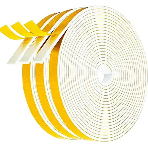 Gvolatee Türdichtung Selbstklebend 6mm X 3mm, Fenster Dichtungsband, Tür Dichtung, Fensterabdichtung, Zugluftdichtung, Schaumstoff Klebeband, Dichtband für Kollision Schalldämmung (5M X 3 Rollen)
