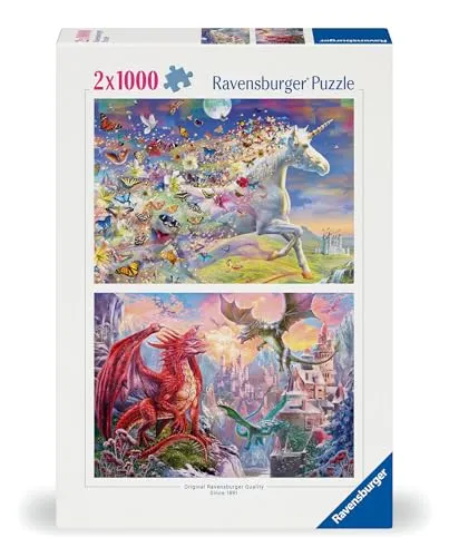 Ravensburger Puzzle Einhorn und Drachen - 2x 1000 Teile - Entdecke die bunte Welt der Ravensburger 1000 Teile Puzzles für Erwachsene und Kinder ab 14 Jahren. Perfekt für kreative Stunden und als ideales Geschenk für jeden Anlass!