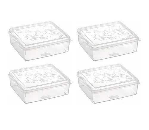 MiraHome Keksdosen 4er Set transparent mit Classic-Design 2,5L – Rechteckige Plätzchendosen – Ideal als Keksdose für Weihnachten – Plätzchendose für die Weihnachtszeit