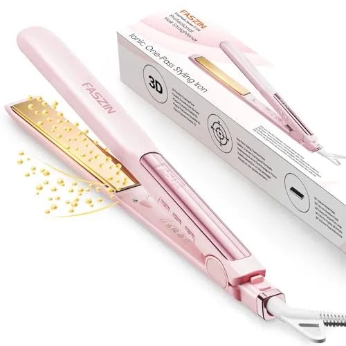 Faszin 2 in 1 Glätteisen Locken und Glätten - Rosa - Glätteisen für alle Haartypen mit Titanplatten für 150% glatteres Styling; 20s Aufheizzeit und 11 Temperatureinstellungen für perfekte Ergebnisse.