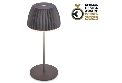 BRILONER Riffle Mini LED Tischlampe - Akkubetriebene Nachttischlampe mit Touchdimmer - Tischlampe für draußen: Preisgekrönte, kabellose LED-Lampe mit IP44-Schutz, bis zu 24 Stunden Leuchtdauer und stufenlosem Touchdimmer für individuelle Lichtstimmungen.