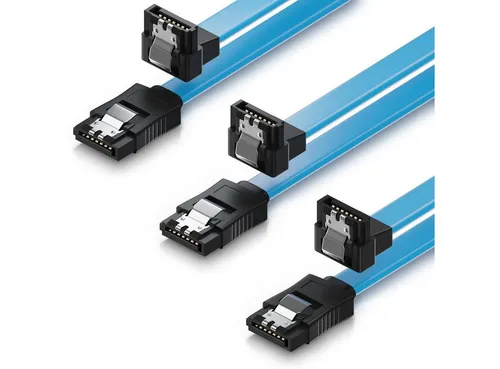 deleyCON 3x deleyCON 0,5m SATA 3 Datenkabel mit Clip - 1x Winkel 90° - S-ATA Computer-Kabel