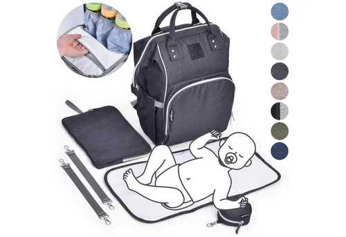 Daliya® Wickeltasche PAKMI – 5-tlg. Wickelrucksack mit Thermofächern - Wickeltaschen für moderne Eltern – Die Daliya PAKMI bietet 13 Fächer, einschließlich isolierter Thermotaschen für Babynahrung, und eine praktische Wickelunterlage für hygienisches Wickeln unterwegs.