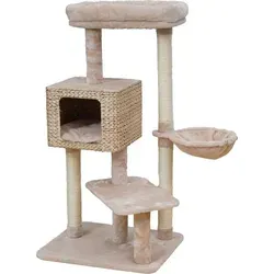 Europet Bernina Kratzbaum Bogota beige - Kratzbaum in beige mit Wasserhyazinthen-Häuschen und plüschiger Hängematte, ideal für Katzen zum Krallenpflege und Ausruhen. Maße: 114 x 58 x 48 cm.