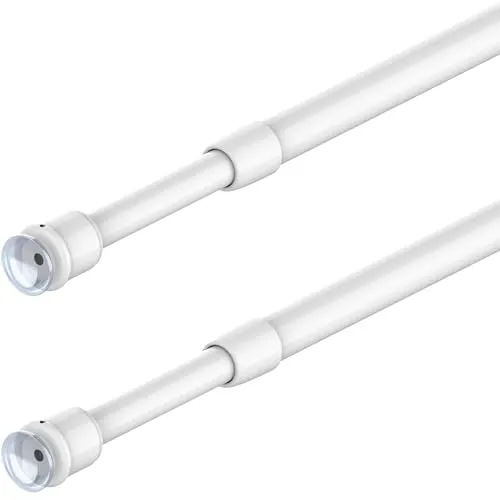 Stücks Bistrogardinenstangen Klemm Gardinenstange ohne Bohren Gardinenstange Klemmbar mit Saugnäpfen und Schrauben für Vorhänge,DIY, Bistro, kleines Fenster(80-120cm, Weiß) 2
