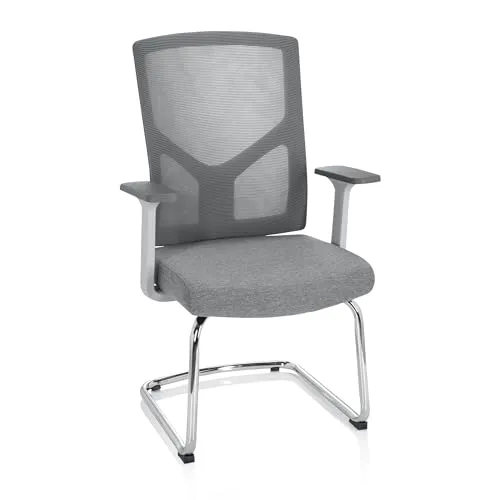 hjh OFFICE 751004 Besucherstuhl Breton V - Ergonomischer Freischwinger - Bürostühle für Konferenzräume und Wartezimmer; mit atmungsaktivem Netzstoff und gepolsterter Sitzfläche für höchsten Komfort.