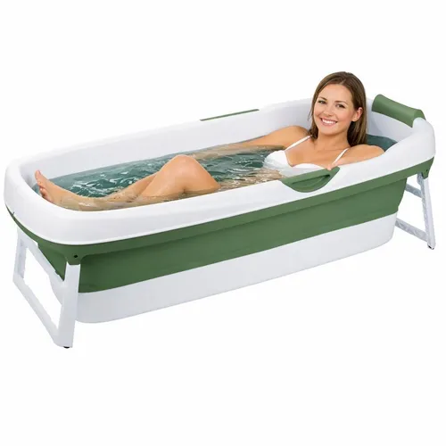 HelloBath® Faltbare Badewanne für Erwachsene XXL – Mobile Badewanne für Dusche & Outdoor (Grün)