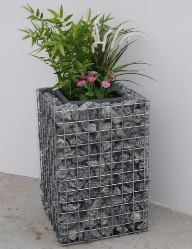 Blumensäule 60 cm galvanisiert inkl. Topf - GABIONA® - Elegante Blumensäule mit stabiler Konstruktion, ideal für Terrassen und Balkone. Schnell bepflanzbar und sorgt für farbenfrohe Akzente im Garten. Hochwertige Verarbeitung für lange Freude.