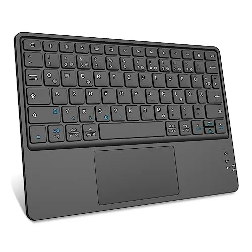 Fintie Kabellose Bluetooth Tastatur mit Touchpad - Kompatibel mit iPad und Android-Tablets, ultradünn und ideal für unterwegs