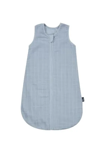 Alvi Mull Schlafsack Leicht, uni blau 70 cm - Babyschlafsäcke für Frühjahr und Sommer, atmungsaktiv und komfortabel für einen erholsamen Schlaf Ihres Babys.