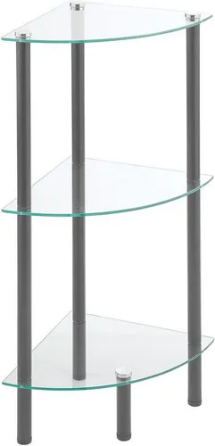 mDesign Regal Eckregal Glas 3 Ebenen Badregal Standregal dunkelgrau 72cm mdesign