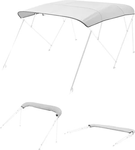 VEVOR Biminitop Ersatz-Bootsabdeckung Markise (4 Bögen), wasserdichtes Biminitop mit Aufbewahrungstasche (ohne Stützstange) 231-244 cm Hellgrau
