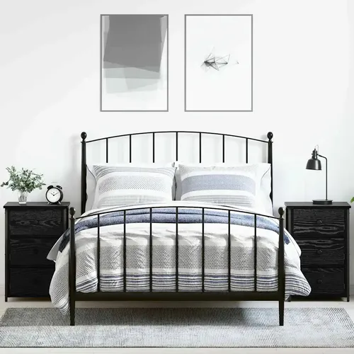 furnicato Nachttisch aus massivem Holz in Schwarz Eichen-Optik 40x36x60 cm (2-St)