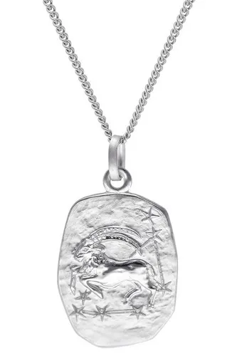 trendor Panzerkette 15330-01 Sternzeichen Steinbock Silber 925 - Elegante Halskette aus rhodiniertem Sterlingsilber 925 mit poliertem Steinbock-Motiv, ideal für Steinbock-Geborene. Hochwertige Verarbeitung, Made in Germany, inklusive Pflegetuch.