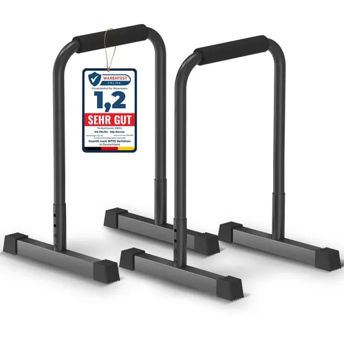 DH FitLife Liegestützgriffe Dip Barren - Liegestützgriffe für Indoor & Outdoor, höhenverstellbar und extrem belastbar bis 200 kg. Perfekt für effektives Krafttraining und Calisthenics!