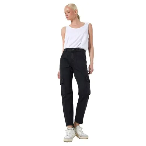 NOISY MAY Damen NMMONI HW Utility Cargo ANK AZ329BL NOOS Jeanshose, Black, 30W x 32L