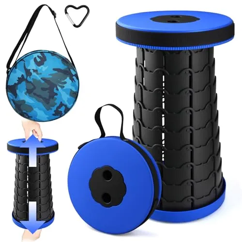 WUSUPU Tragbarer Klapphocker, Einziehbarer Kunststoffhocker, Verstellbarer Teleskophocker, Klappbarer Hocker, Camping-Hocker für Wandern, Angeln, Reisen, Grillen