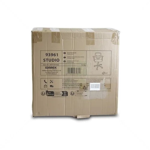 CARO-Möbel Drehstuhl STUDIO - Höhenverstellbarer Kinder Schreibtischstuhl mit Armlehnen in Blau, ideal für ergonomisches Sitzen beim Lernen und Spielen.