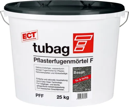tubag PFF basalt Pflasterfugenmörtel - 25 kg Eimer - Baumaterial: Gebrauchsfertiger, wasserdurchlässiger Fugenmörtel mit Easy Clean Technology (ECT) für einfache Verarbeitung, ideal für Pflaster und Natursteinplatten.