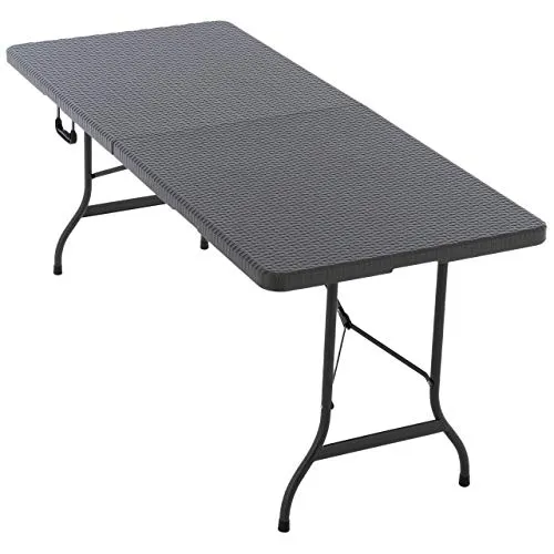 Nexos Trading Klapptisch 183 x 76 x 74 cm Partytisch Catering Gartentisch klappbar Campingtisch bis 170 kg stabil robust wetterfest 13 kg Tragegriff weiß braun schwarz Farbe wählbar (Grau)