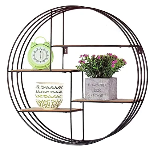 Spetebo Design Wandregal 45 cm - Modernes Hängeregal mit 4 Ablagen - Schweberegal aus Metall und Holz, ideal für Küche oder Bad, fertig montiert und mit 2 Ösen zur einfachen Wandbefestigung.