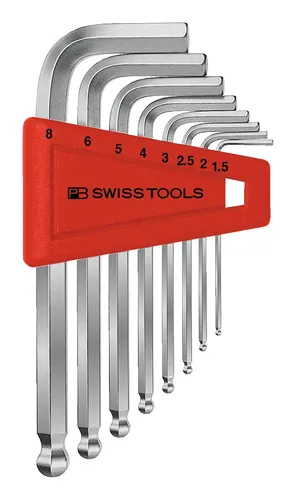 PB Swiss Tools Winkelschraubendreher-Satz 8-teilig mit Kugelkopf - Winkelschraubendreher-Satz mit 8 verschiedenen Größen (1,5-8 mm), ideal für präzises Arbeiten in engen Bereichen.