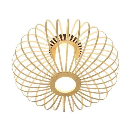 BRILONER – Bambus Deckenlampe für das Wohnzimmer, Deckenleuchte Holz, Lampe Wohnzimmer, Wohnzimmerlampe, Boho, Schlafzimmer Deko, E27 Fassung, 40 cm