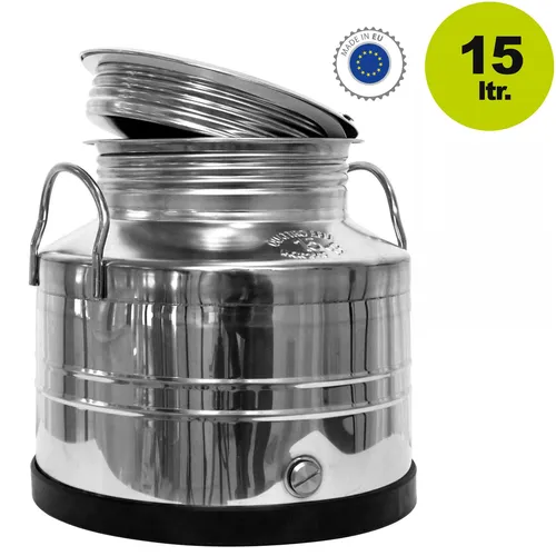 Edelstahl Transportkanne Getränke Öl Milch Behälter 15 Liter mit Blindstopfen