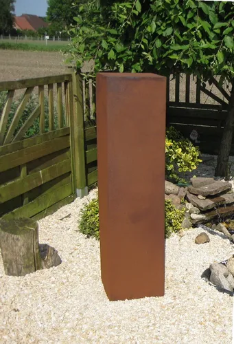 XL Rost Säule RS59 - Dekorative Gartensäule - Gartenfiguren & Verzierungen: Moderne Rostsäule aus Metall mit 100 cm Höhe, ideal für kreative Gartengestaltung und als Blickfang im Außenbereich.