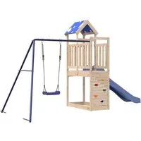 vidaXL Spielturm aus massivem Kiefernholz - Robuster Spielturm mit Schaukel, Rutsche und Kletterwand für endlosen Spaß im eigenen Garten. Ideal für Kinder von 3 bis 8 Jahren, bietet zahlreiche Spielmöglichkeiten und fördert die Kreativität.