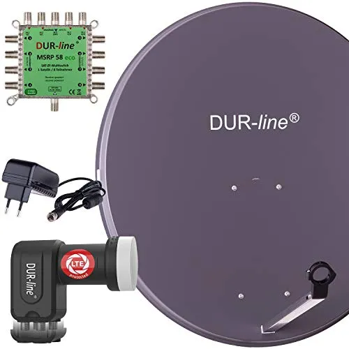 DUR-line MDA 90 Anthrazit - Digitale 8 Teilnehmer Satellitenschüssel - SAT-Antennen Komplett-Anlage für 8 Receiver, ideal für Camping, bietet hervorragenden Satelliten-Empfang mit neuester Technologie für Full HD, 4K und 3D.