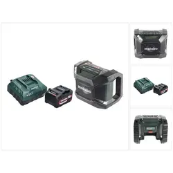 Metabo R 12-18 DAB+ BT Akku Baustellenradio mit Akku und Ladegerät - Robustes Baustellenradio mit DAB+ und Bluetooth für besten Sound. Inkl. 4,0 Ah Akku und Ladegerät. Ideal für Baustellen und Renovierungen, leicht zu tragen und stoßfest.