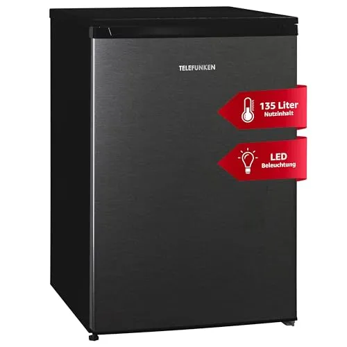 TELEFUNKEN Kühlschrank C-135-100-DI - 135 Liter freistehend, mit LED-Beleuchtung und praktischer Abtauautomatik für optimale Organisation