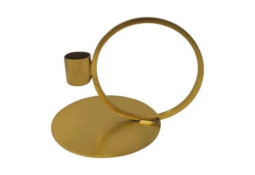 LaLe Living Kerzenständer GEO 14x10cm ringförmiger Kerzenhalter, in Gold und Schwarz aus Eisen