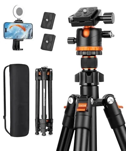 JOILCAN Aluminium Kamera Stativ, 168cm Schwerlast Stative für Canon Nikon | Robustes Reisestativ mit 360° Panorama Kugelkopf & Handyhalterung, Stativ für iPhone 17/16/15/Smartphone,Tragkraft 8kg