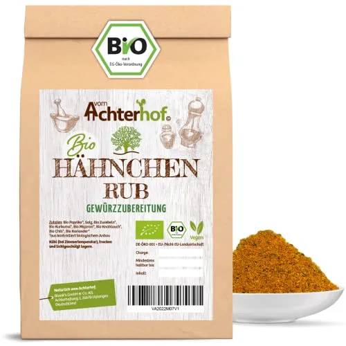 Hähnchen Rub Gewürzzubereitung Bio 100g | Gewürzmischung für Geflügelgerichte | Würzig-scharf mit fruchtiger Note | Bio-Qualität | vom Achterhof