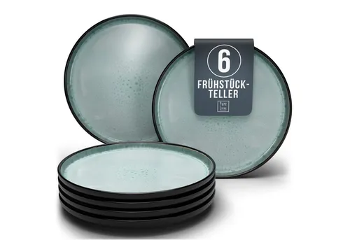Frühstücksteller 6er Set Ibiza aus Steingut in grün von PURE LIVING INTERIOR DESIGN