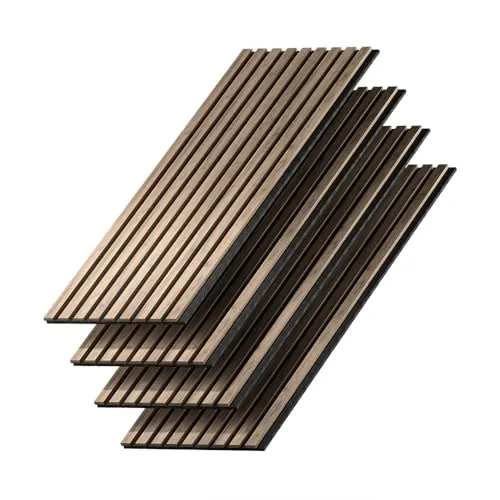 Vicco Wandpaneele Akustikpaneel, Nussbaum, 4 Stück - Akustikelemente im 4er-Set mit eleganter Walnussoptik – verbessert die Raumakustik und sorgt für ein warmes Ambiente in Wohnräumen, Büros und Studios.