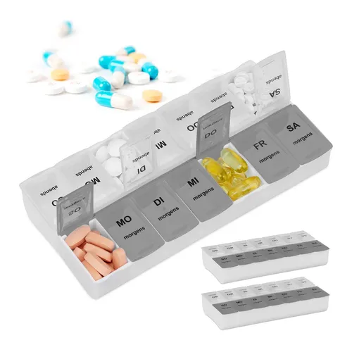 Tablettenbox Pillendose Tabletten Organizer 7 Tage 3x Medikamentenbox 2 Fächer