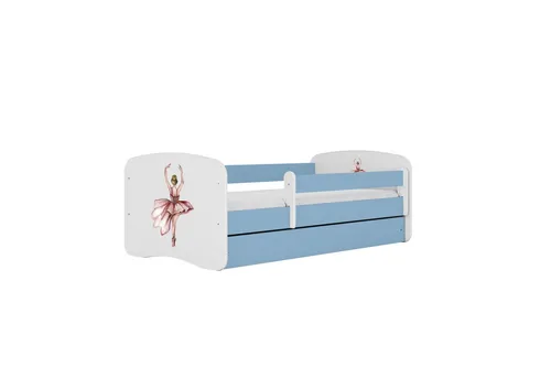 Raumhirsch Furniture Kinderbett Tänzerin, Blau, 80x180 cm - Modernes Kinderbett mit abnehmbarer Schutzschiene und geräumiger Schublade für Ordnung. Inklusive verstellbarem Lattenrost und waschbarer Kindermatratze. Ideal für ein gemütliches Kinderzimmer.