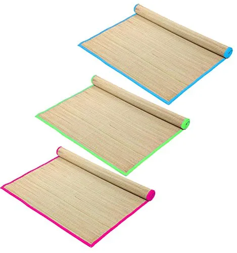 HAC24 3 Stück leichte Strandmatte Badematte Bastmatte Strand Bast Matte Liegematte