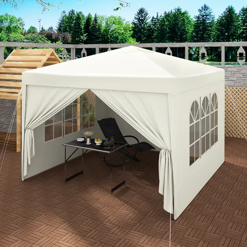 WOLTU Pavillon 3x3mPop-Up Faltpavillon Seitenwänden Gartenzelt wasserdicht Beige