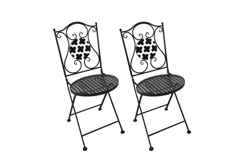 HTI-Living Gartenstuhl 2er-Set Metall Black and White - Charmantes 2er-Set Klappstühle aus robustem Metall für Balkon, Terrasse und Garten. Mit dekorativem Mosaik-Muster bieten sie Flexibilität und platzsparende Lagerung. Ideal für gemütliche Stunden im Freien oder in Cafés.