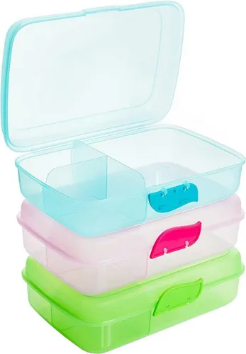 Centi Lunchbox Lunchbox mit Fächern für Kinder, 3er-Set bunt, Kunststoff, (3er-Set)