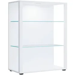 VCM Glasvitrine stehend Glasol L - Moderne Vitrine mit ESG-Sicherheitsglas - Vitrine mit zwei verstellbaren Glasböden für individuelle Präsentation. Maße: H. 90 x B. 70 x T. 35 cm. Ideal für platzsparende Aufbewahrung und stilvolle Präsentation Ihrer Sammlerstücke.