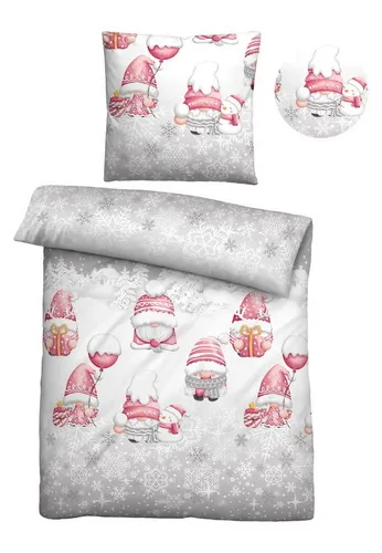 Biberna Feinbiber Bettwäsche Wichtel sturmgrau 155x220 cm + 80x80 cm - Kuschelige Bettwäsche aus 100% Baumwolle, ideal für kalte Nächte. Mit praktischem Reißverschluss und pflegeleicht, waschbar bis 60°C. Genießen Sie wohlige Wärme und Komfort.