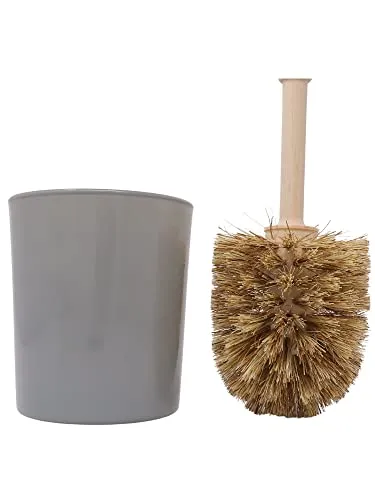 WALDKRAFT Klobürste Blackforest | WC-Bürste mit Glas aus Buchenholz und Kokos- oder Fibreborsten (1, Toilettenbürste-Set Kokos grau)