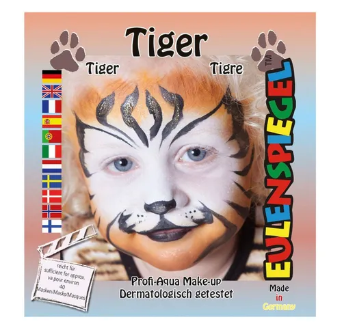 Eulenspiegel Kostüm Schminkset - Tiger - Make-up mit Zubehör